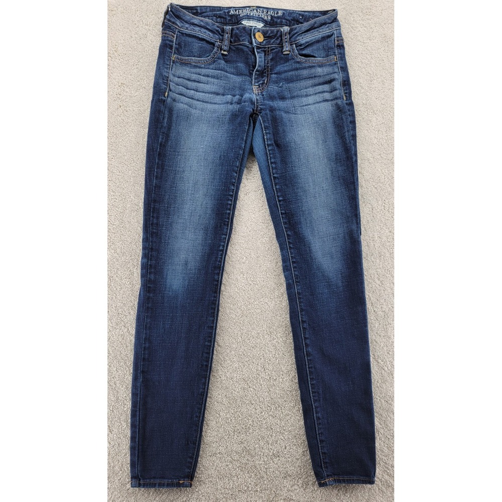 American Eagle Women's Jeggings Size 2 Regular Super Stretch 5 Pocket Whiskered